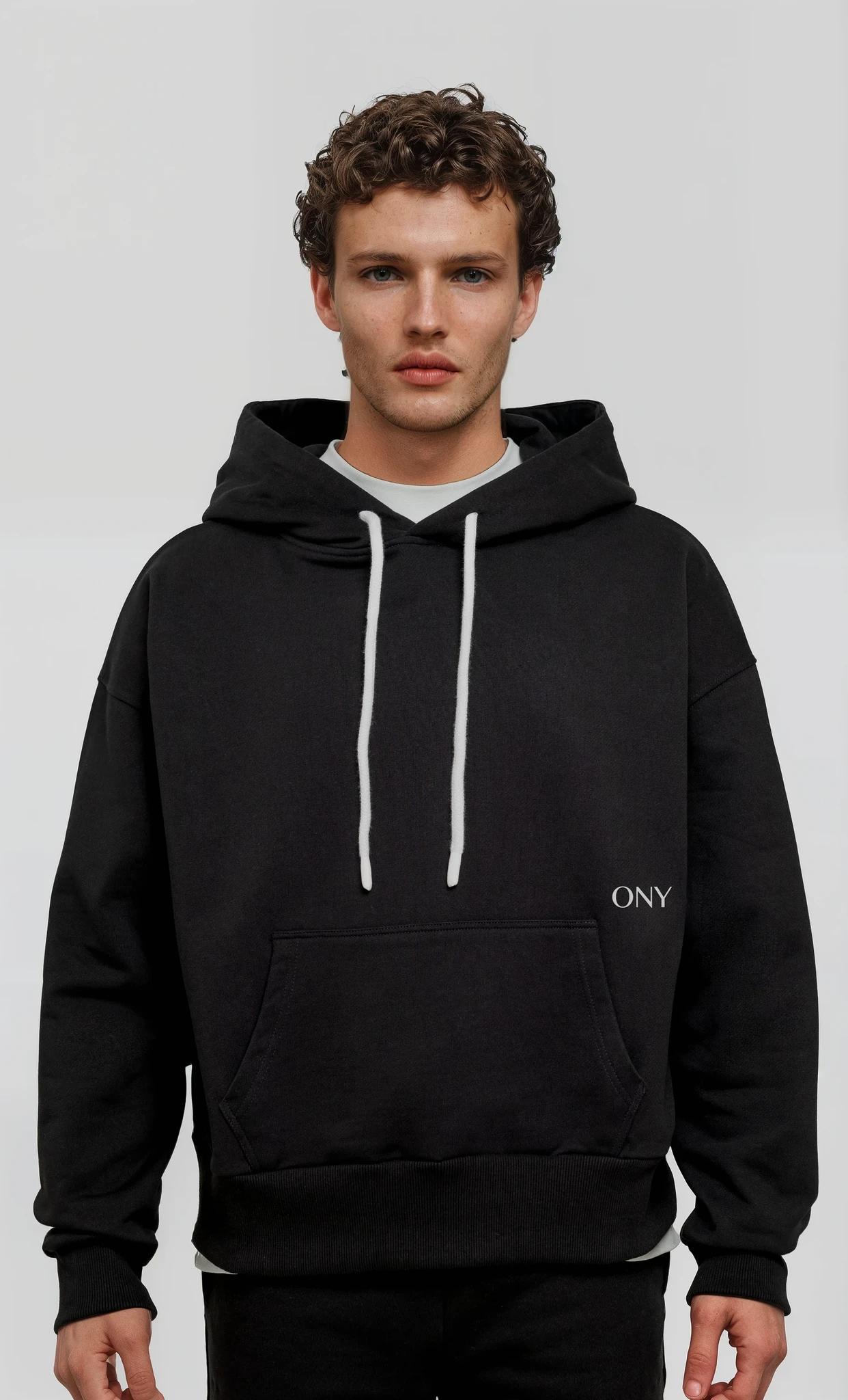 BLACK DROPPED SHOULDER HOODIE