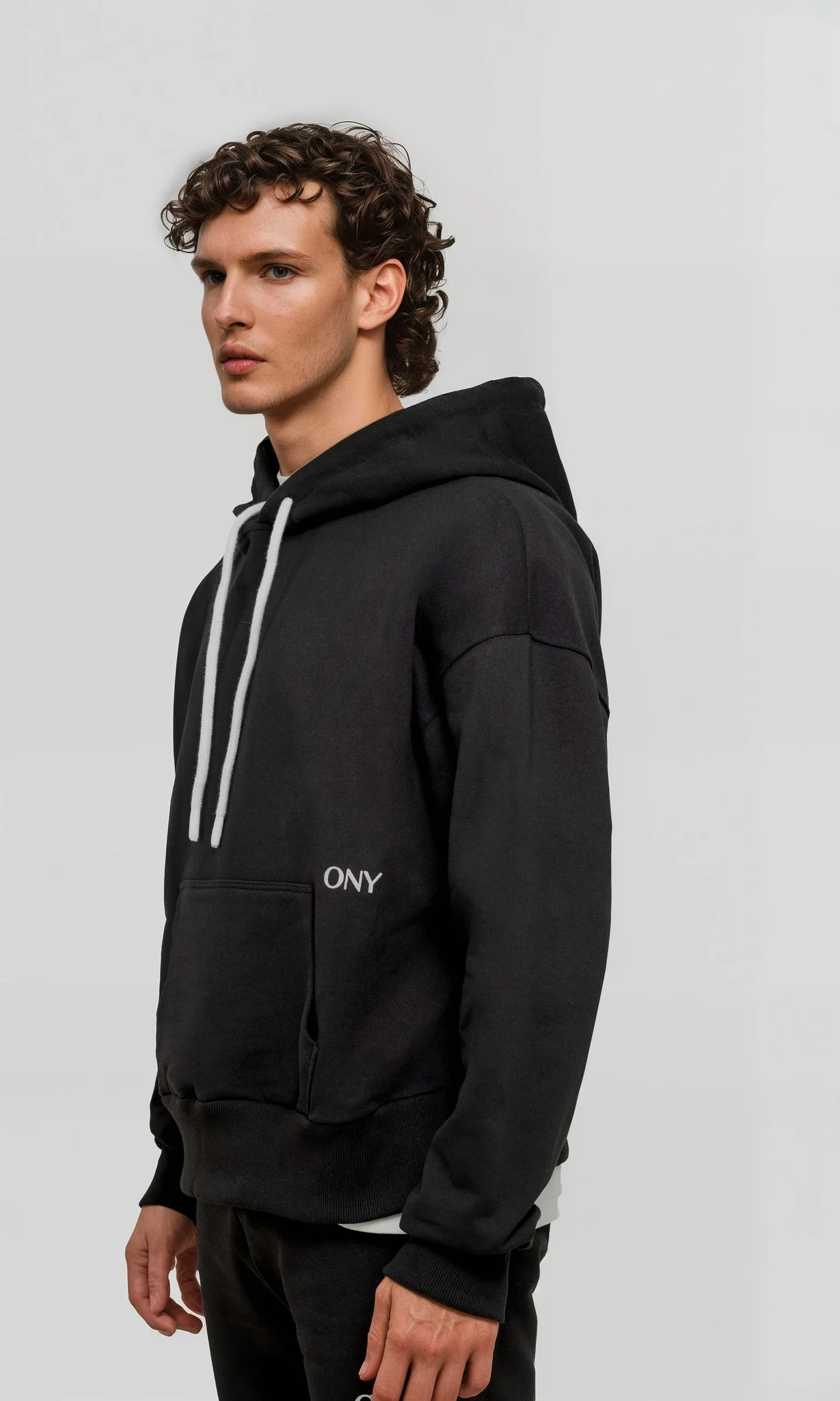 BLACK DROPPED SHOULDER HOODIE