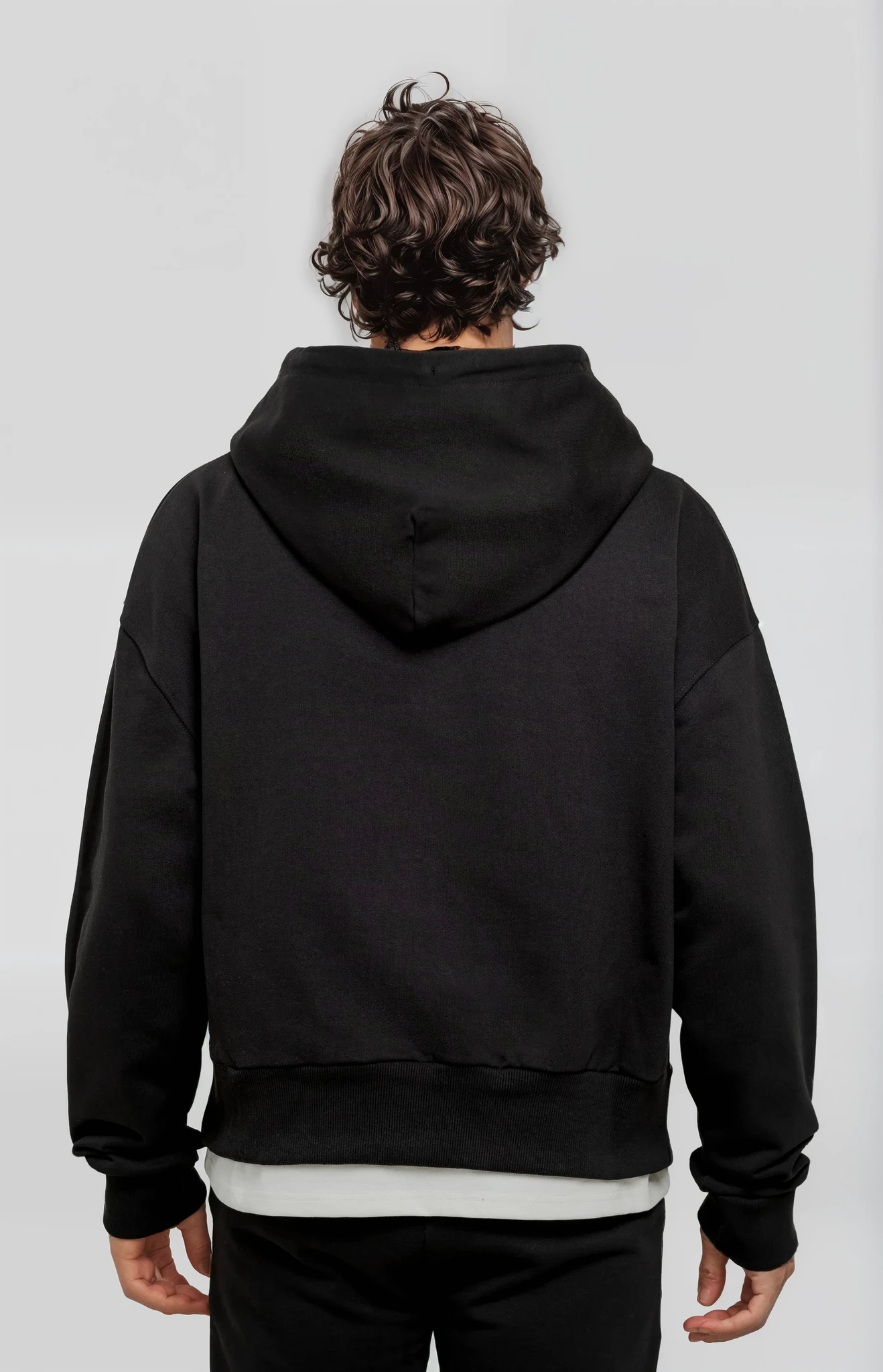 BLACK DROPPED SHOULDER HOODIE