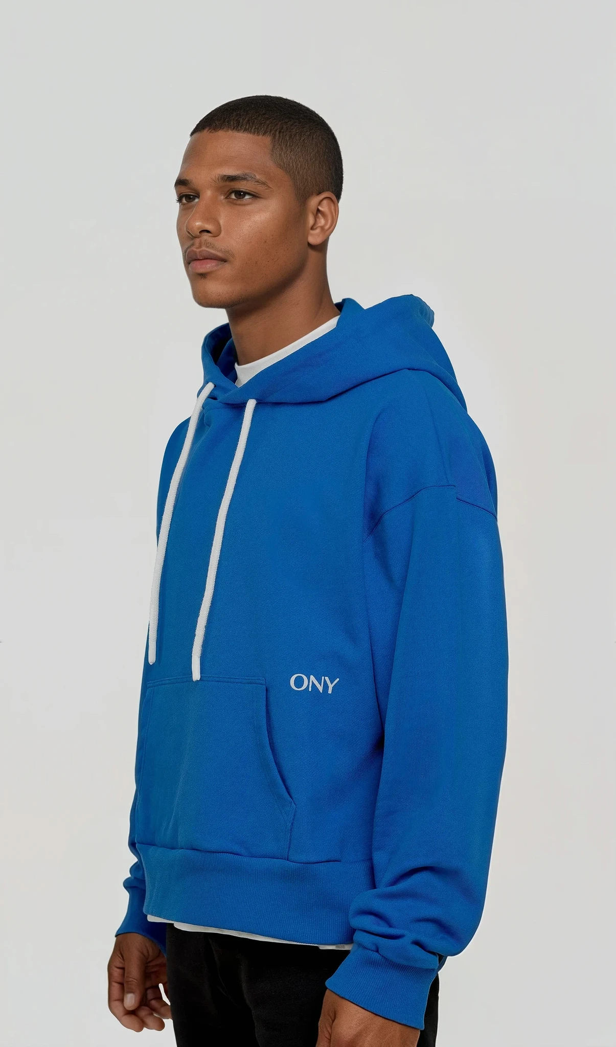 BLUE DROPPED SHOULDER HOODIE - ONY