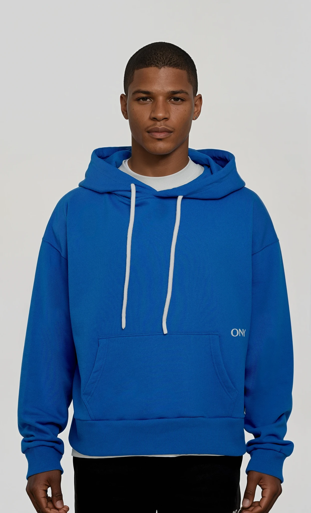 BLUE DROPPED SHOULDER HOODIE - ONY