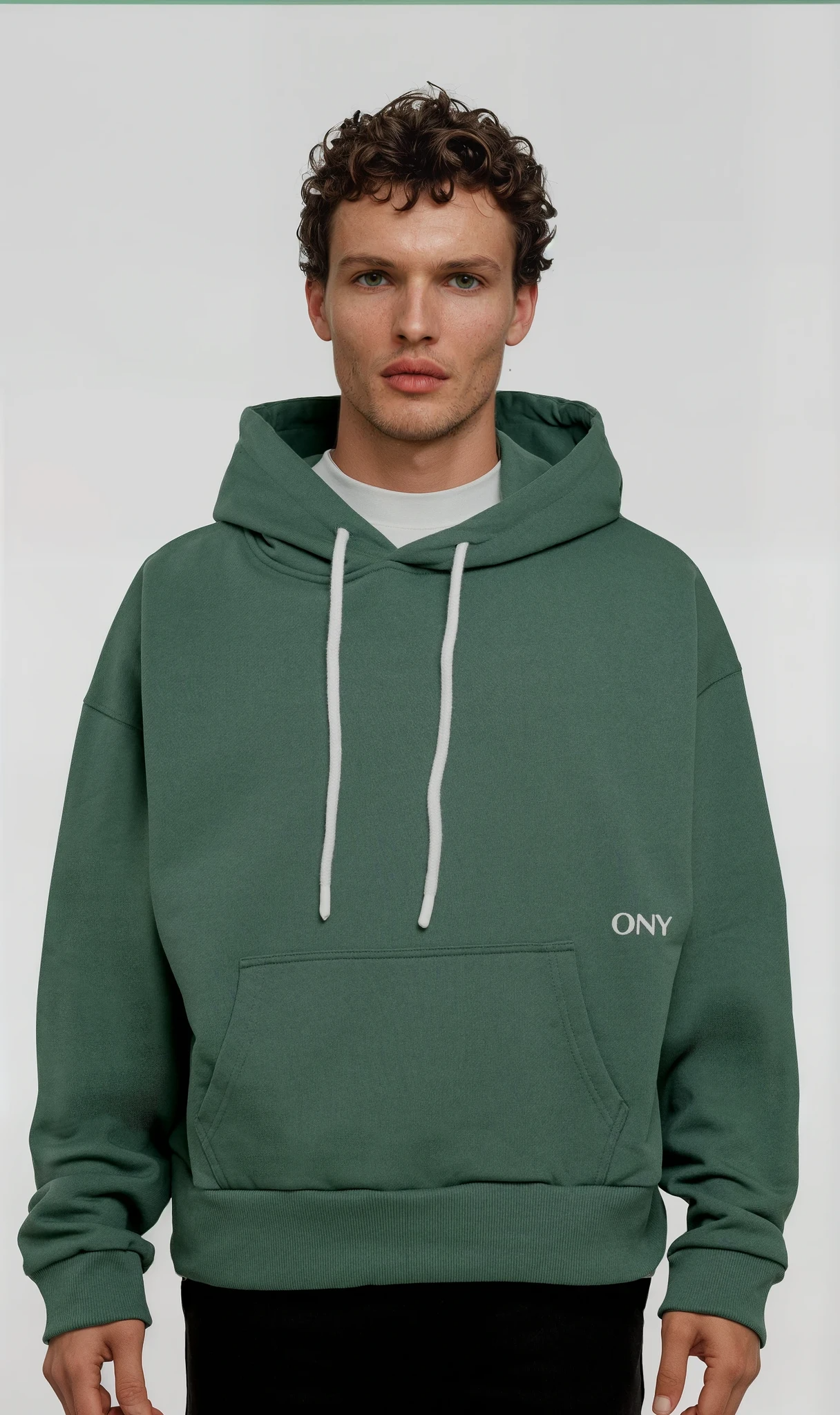 GREEN DROPPED SHOULDER HOODIE