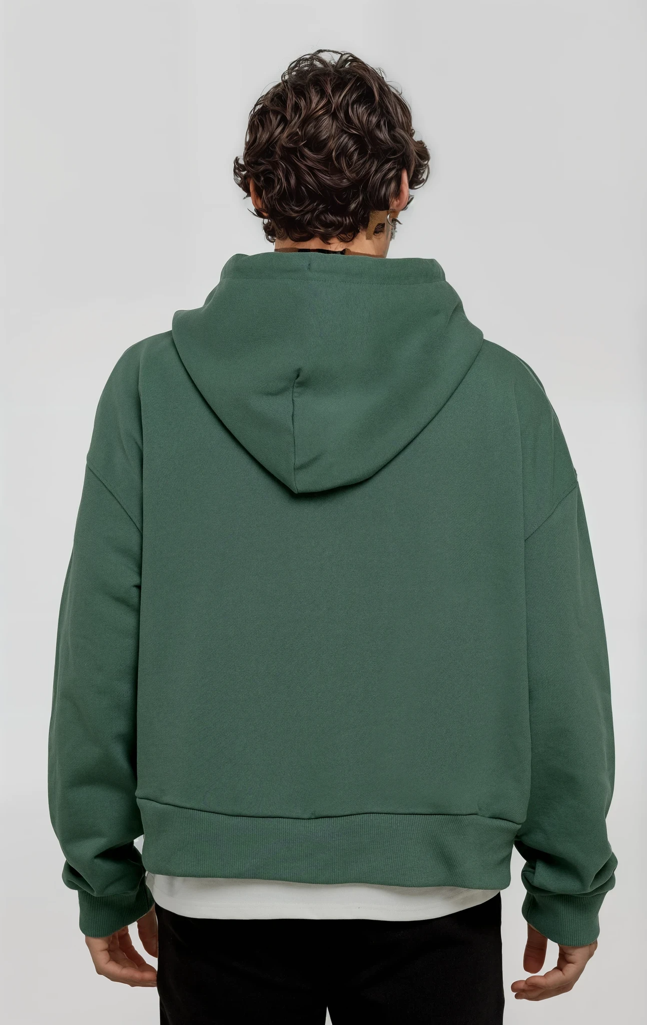 GREEN DROPPED SHOULDER HOODIE