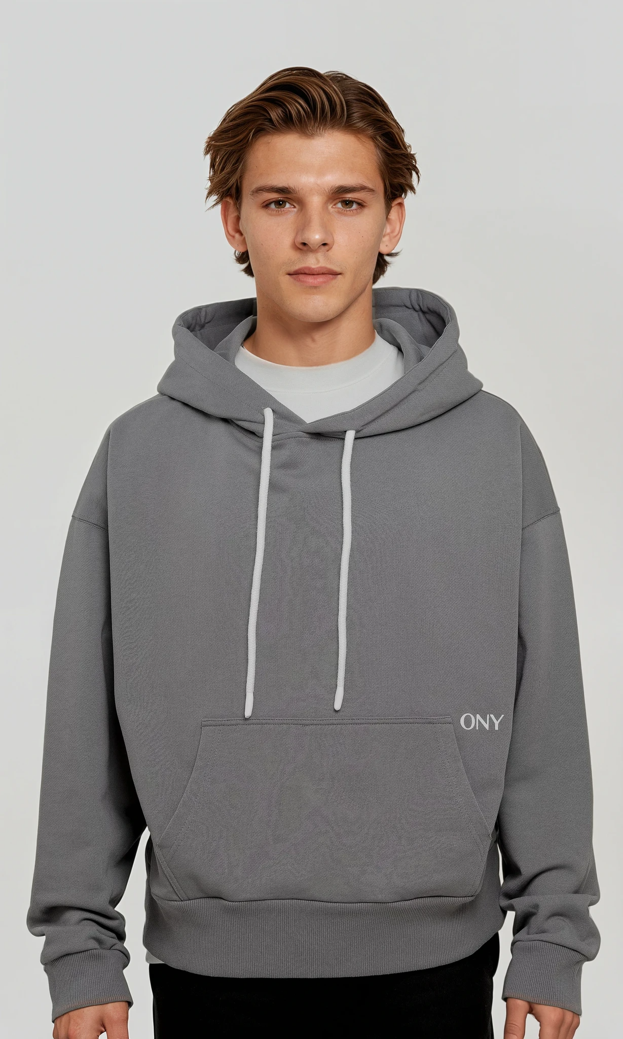 GREY DROPPED SHOULDER HOODIE