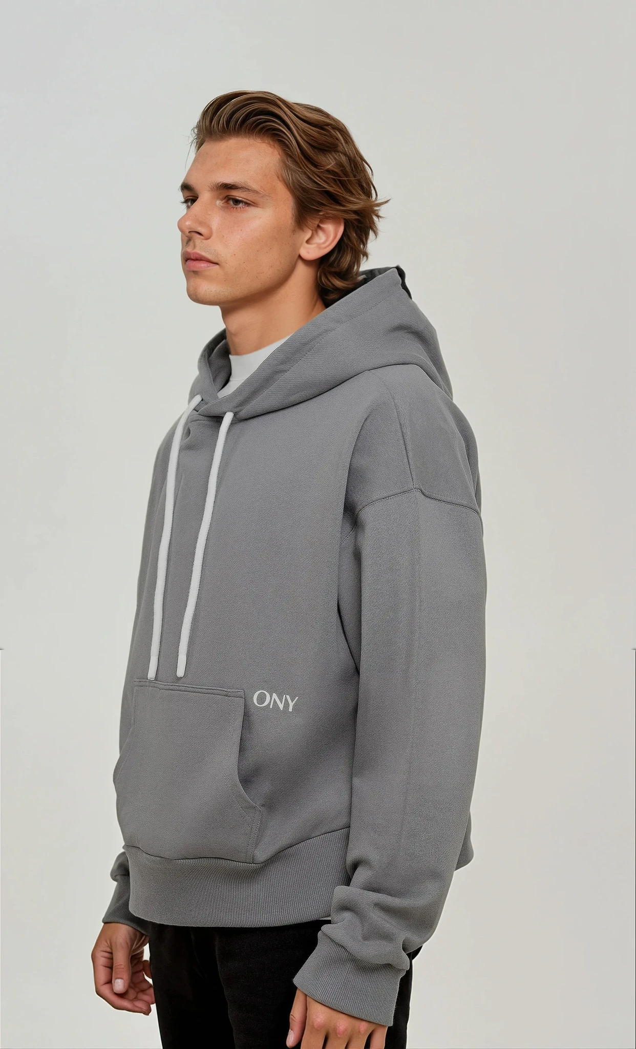 GREY DROPPED SHOULDER HOODIE