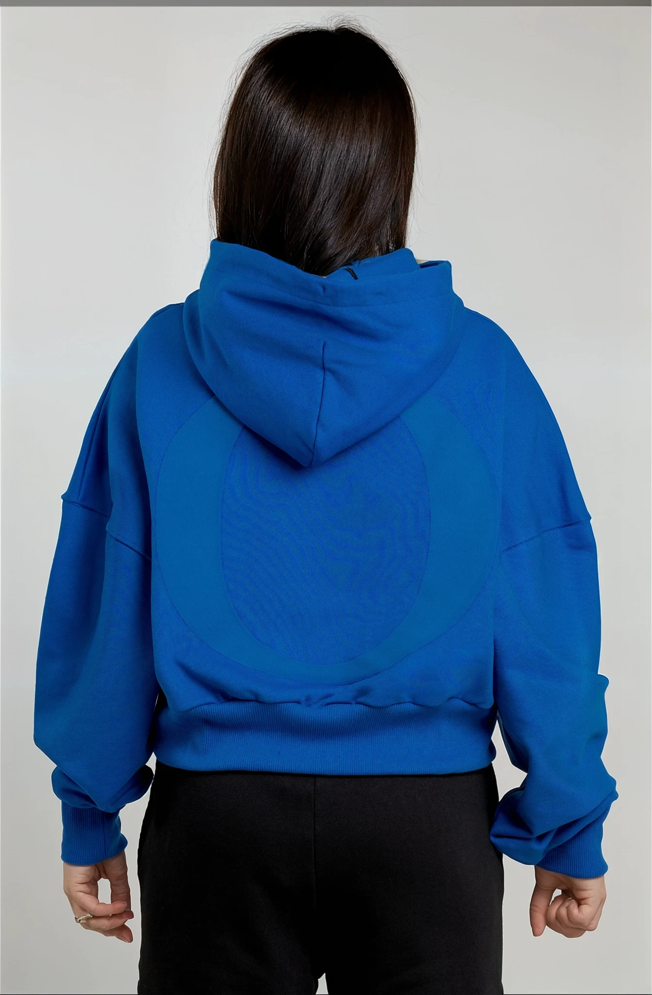 BLUE WOMEN'S CROPPED HOODIE