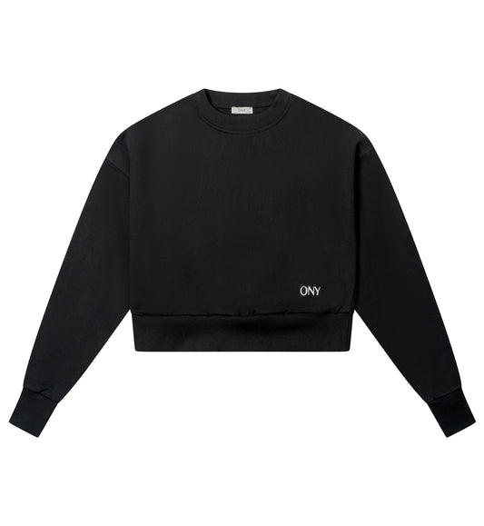 Black women's cropped sweater - 100% cotton.