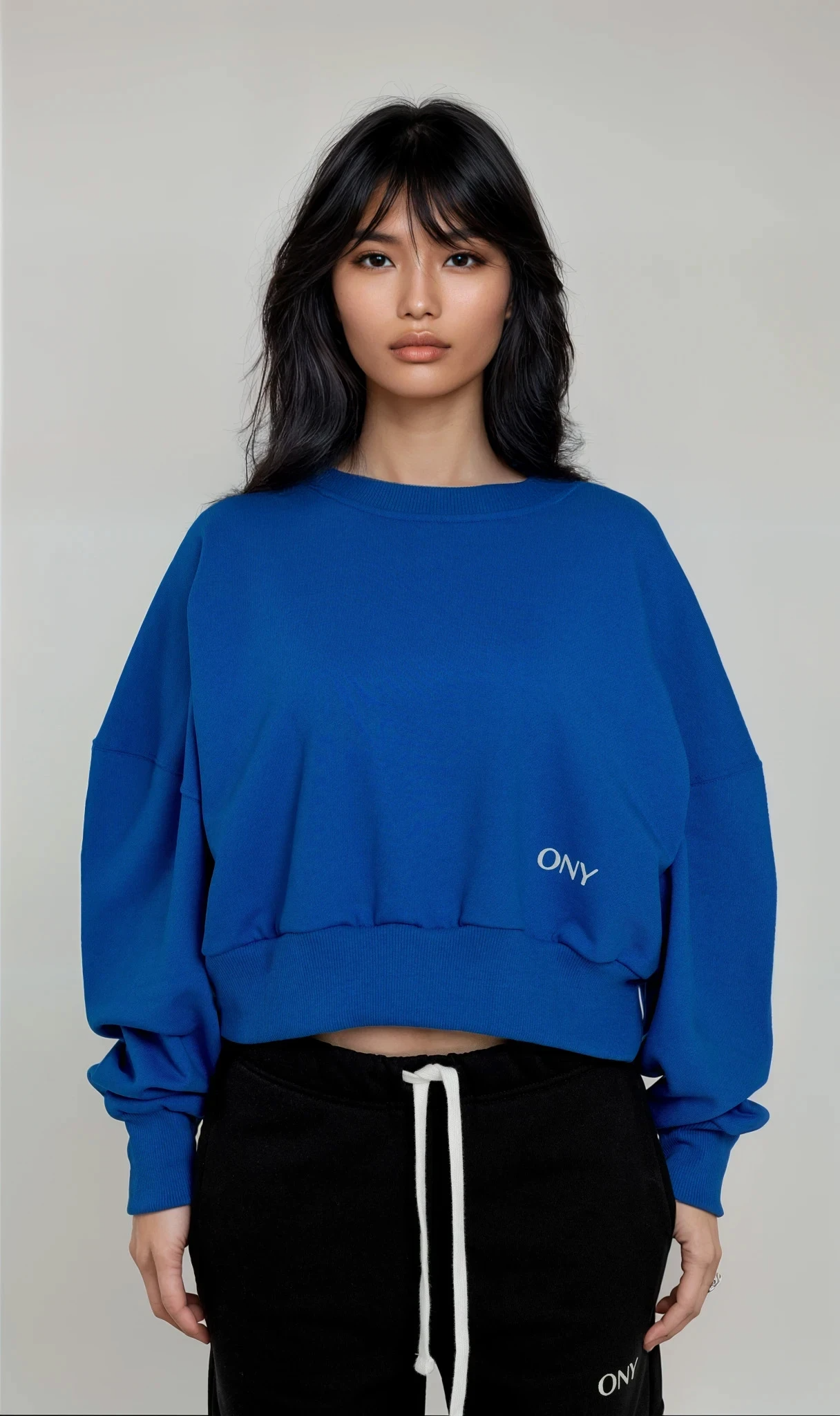 BLUE WOMEN'S CROPPED SWEATER