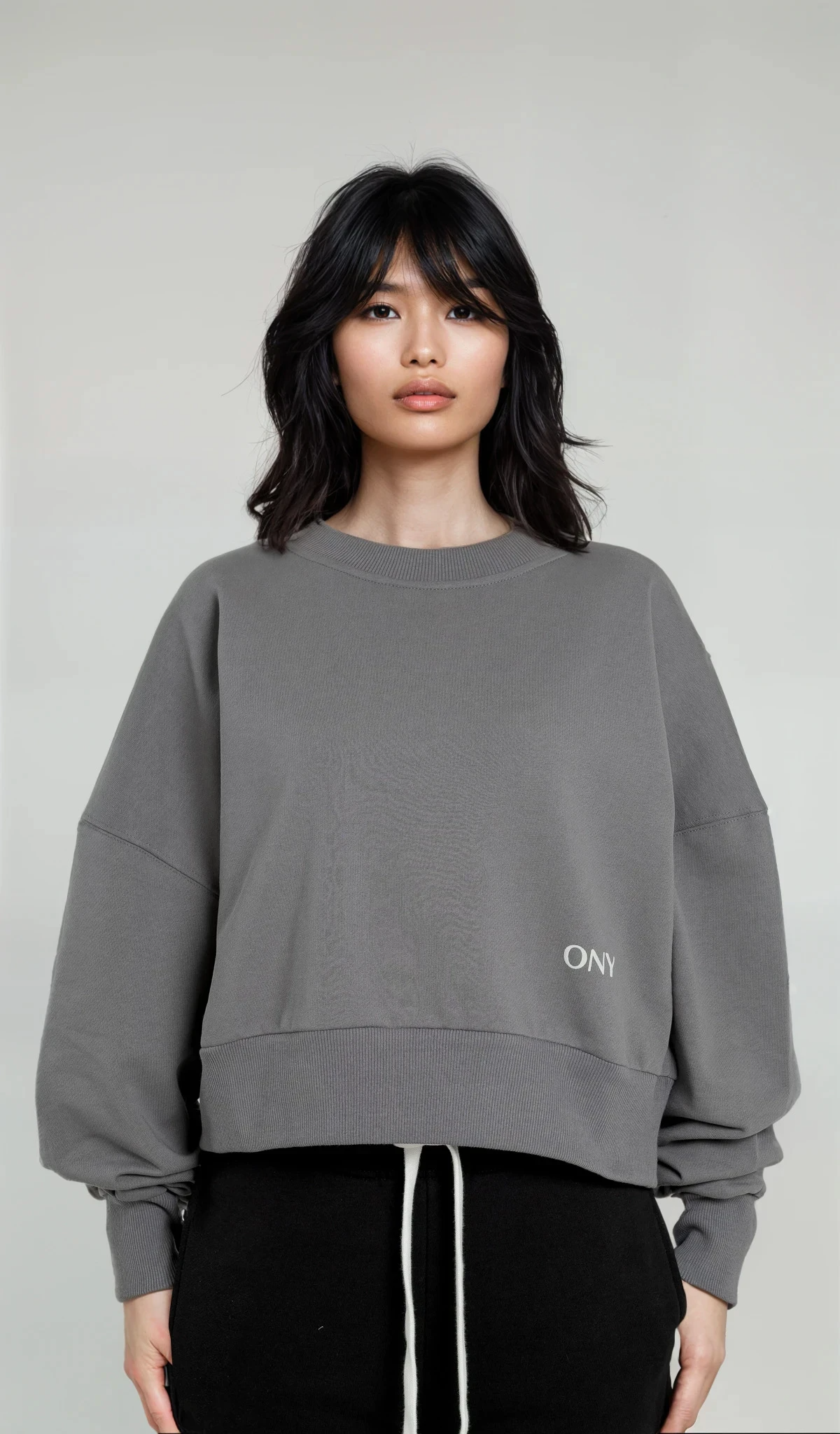 GREY WOMEN'S CROPPED SWEATER