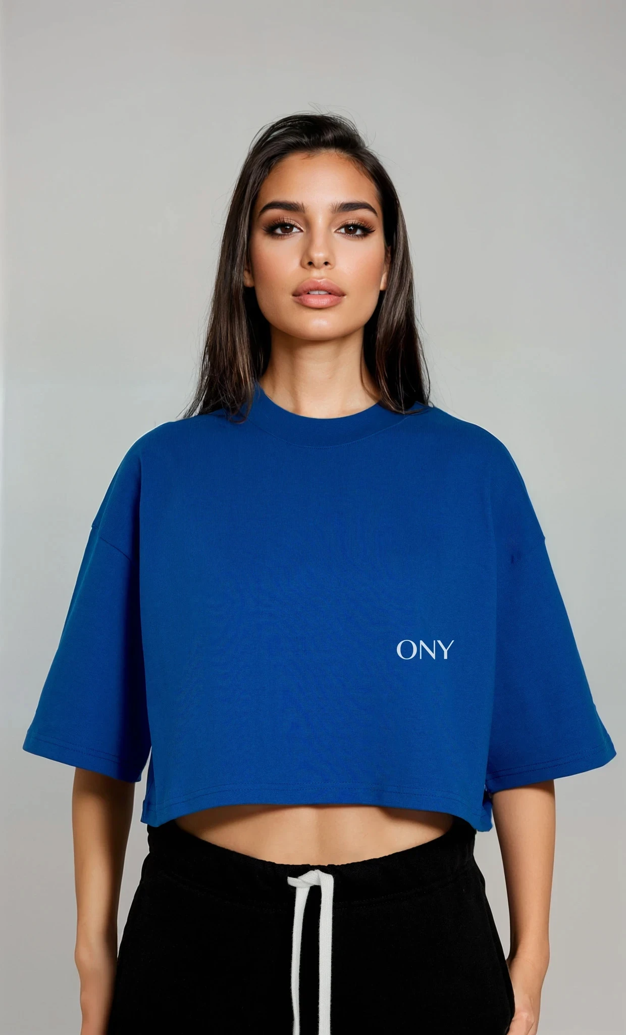 BLUE WOMEN'S CROPPED T-SHIRT