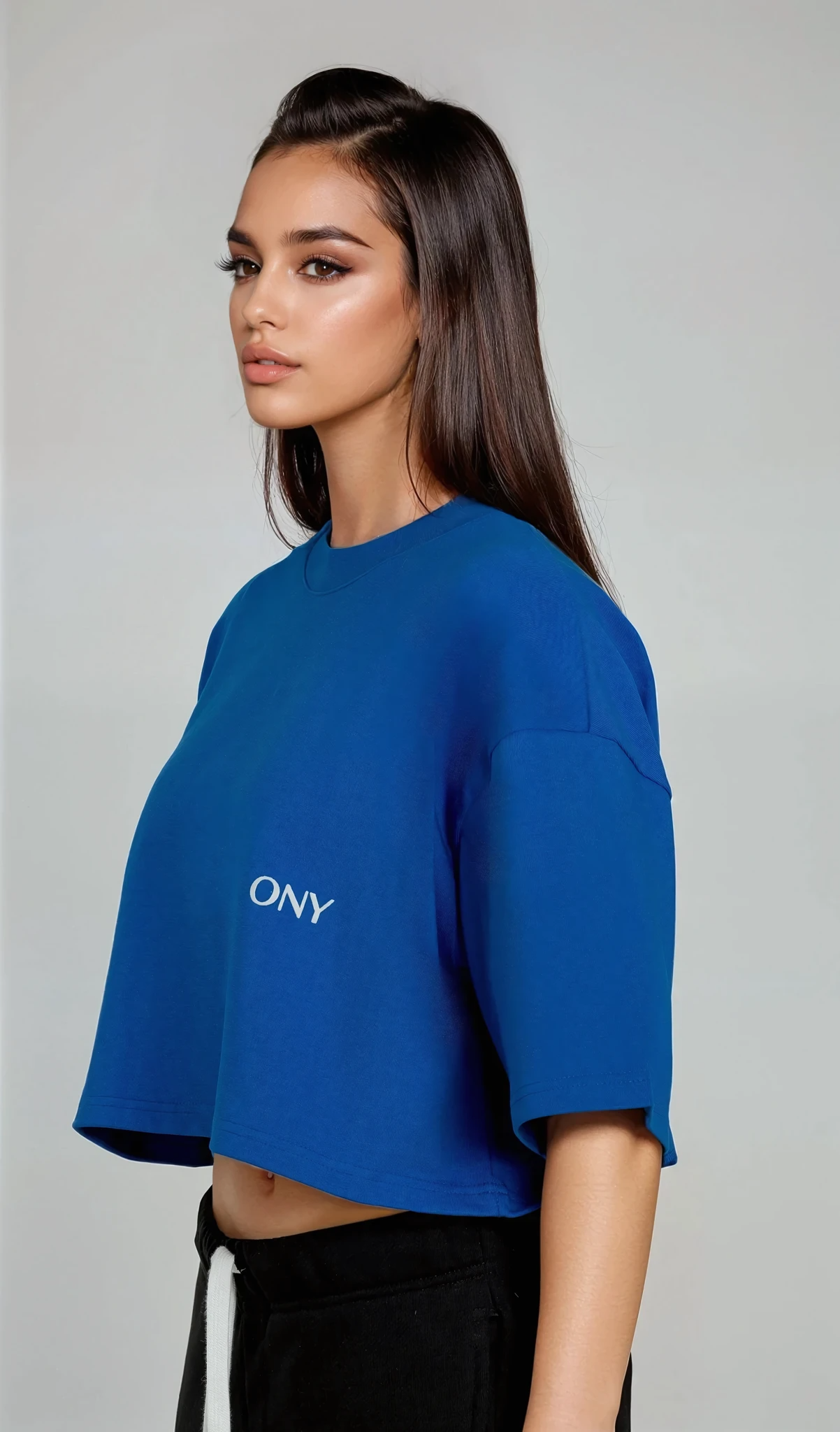 BLUE WOMEN'S CROPPED T-SHIRT