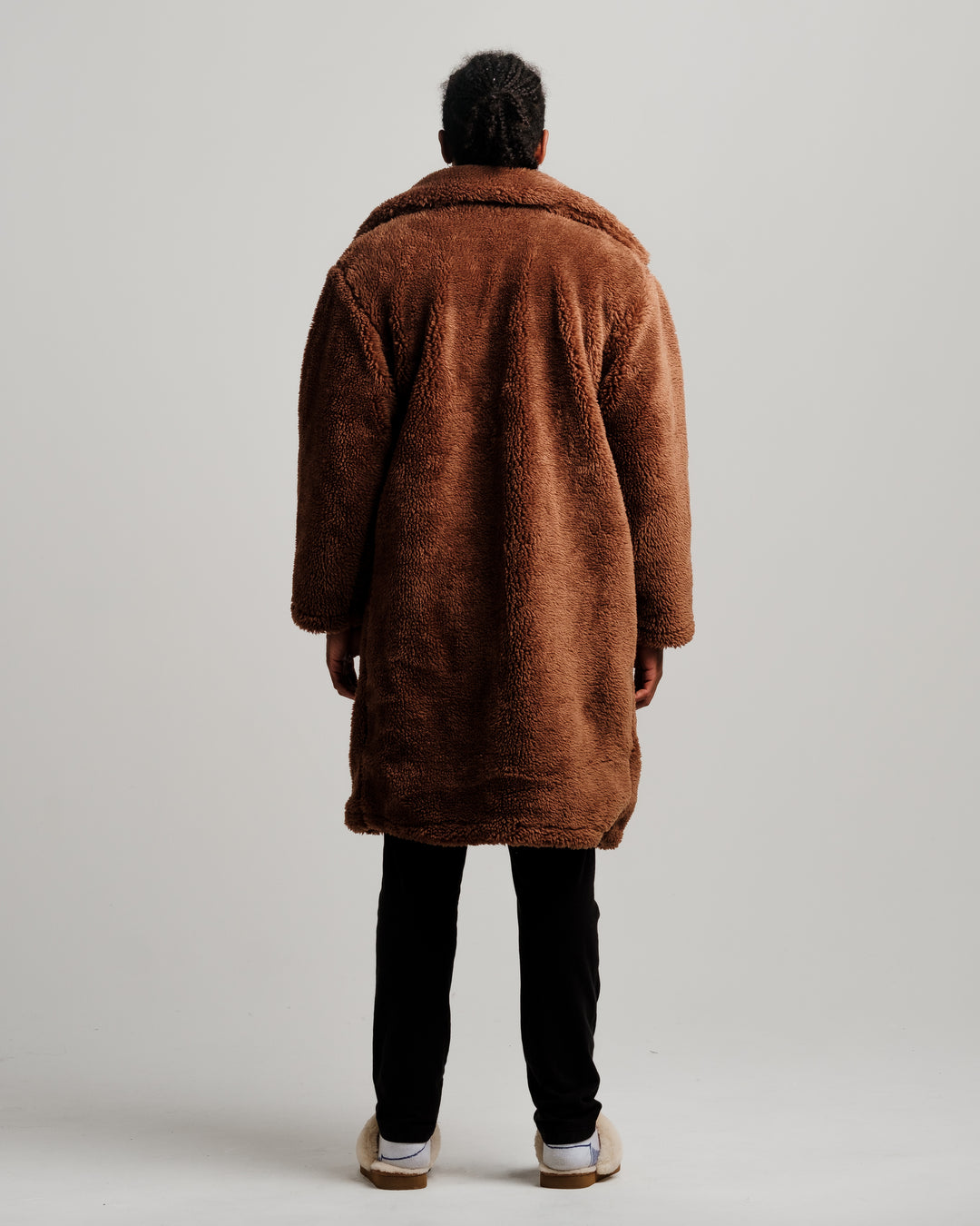 ONY Oversized Sherpa Trench Coat - Brown