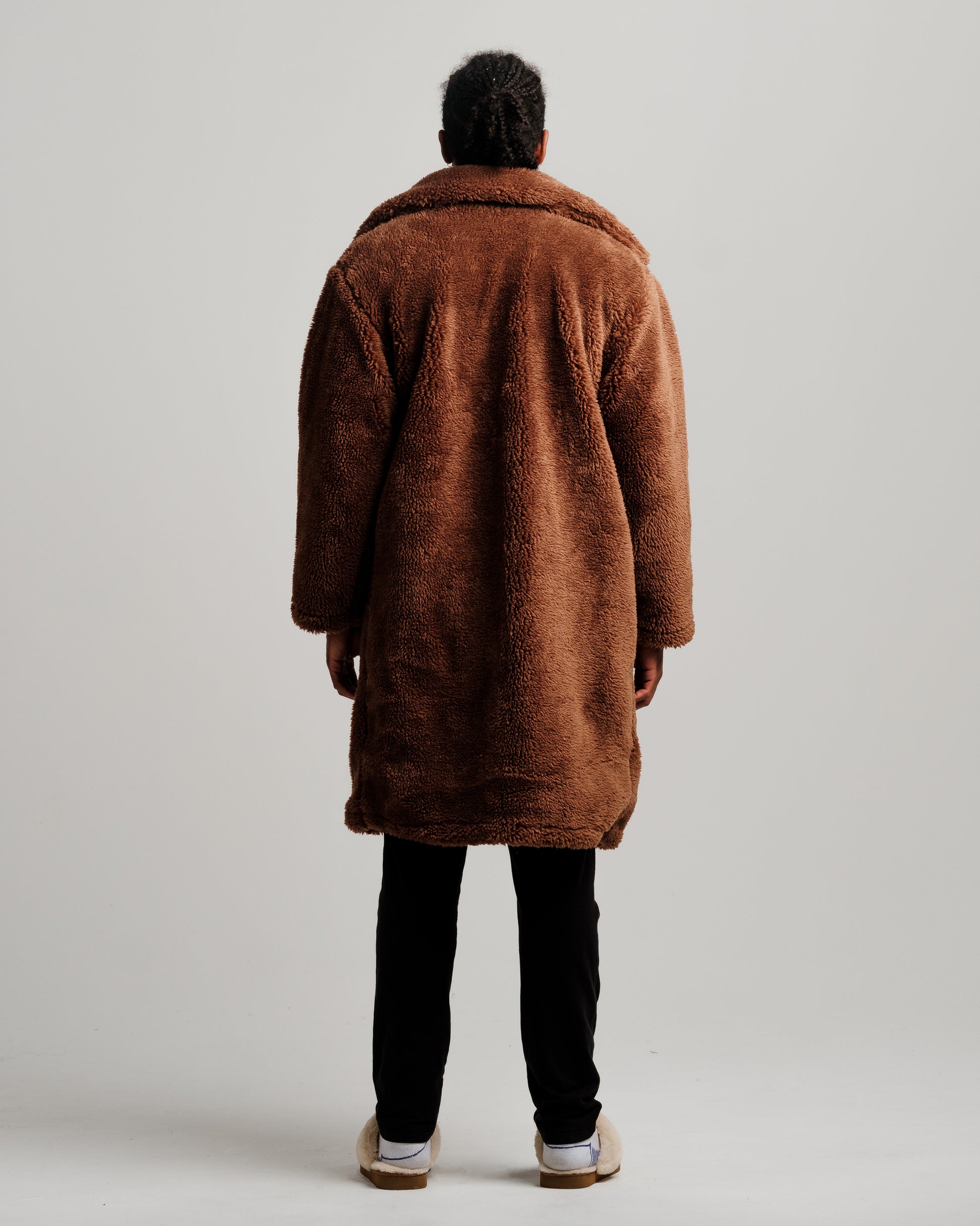 ONY Oversized Sherpa Trench Coat Brown