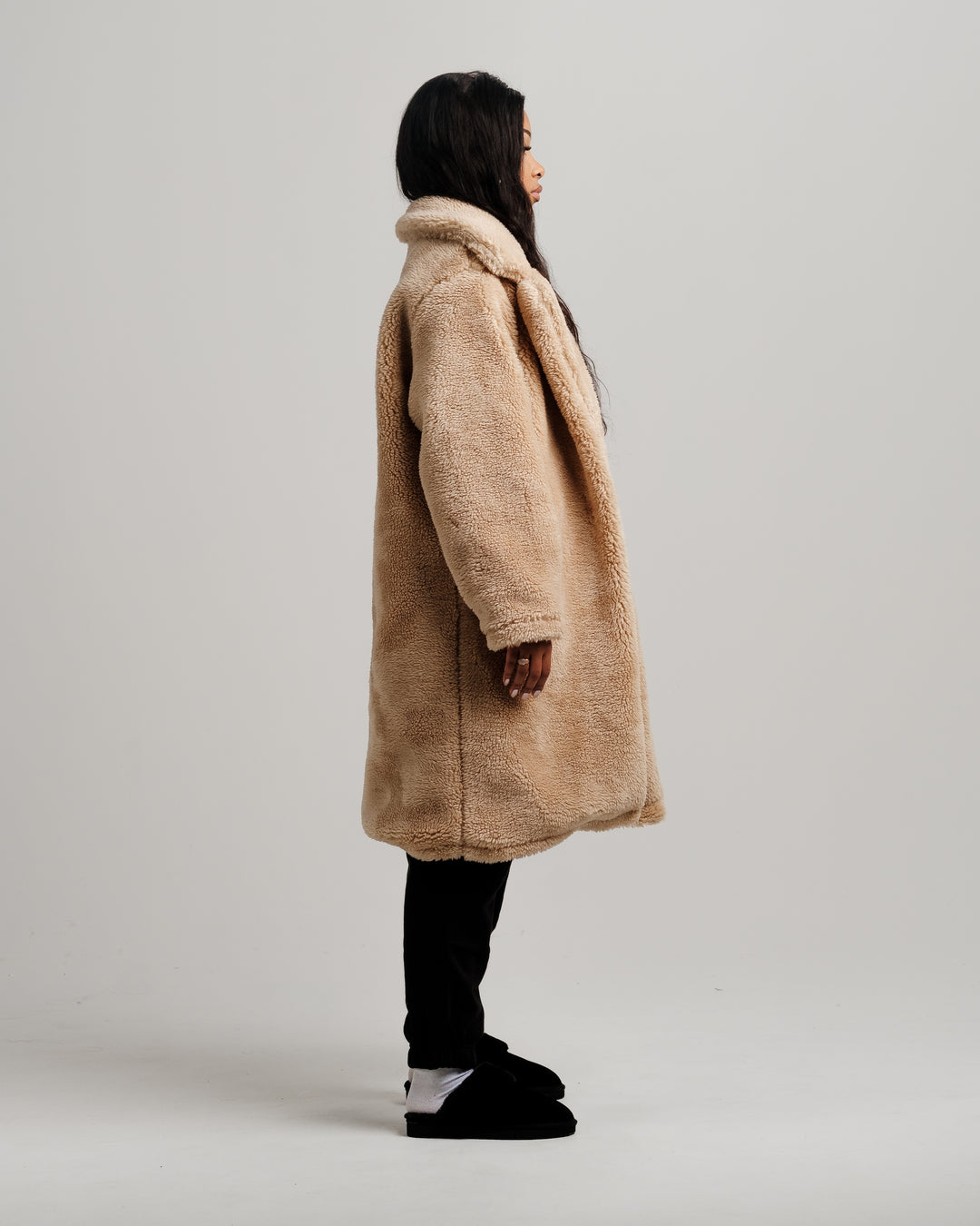 ONY Oversized Sherpa Trench Coat - Camel - It's Ony