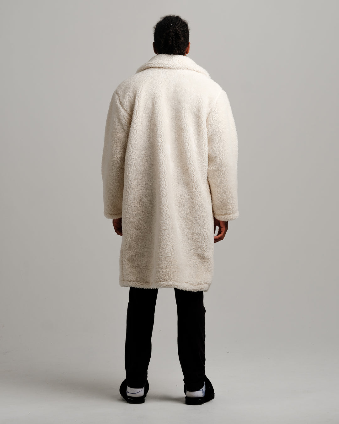 ONY Oversized Sherpa Trench Coat - Off White