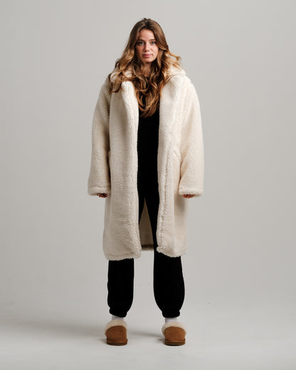 ONY Oversized Sherpa Trench Coat - Off White - It's Ony