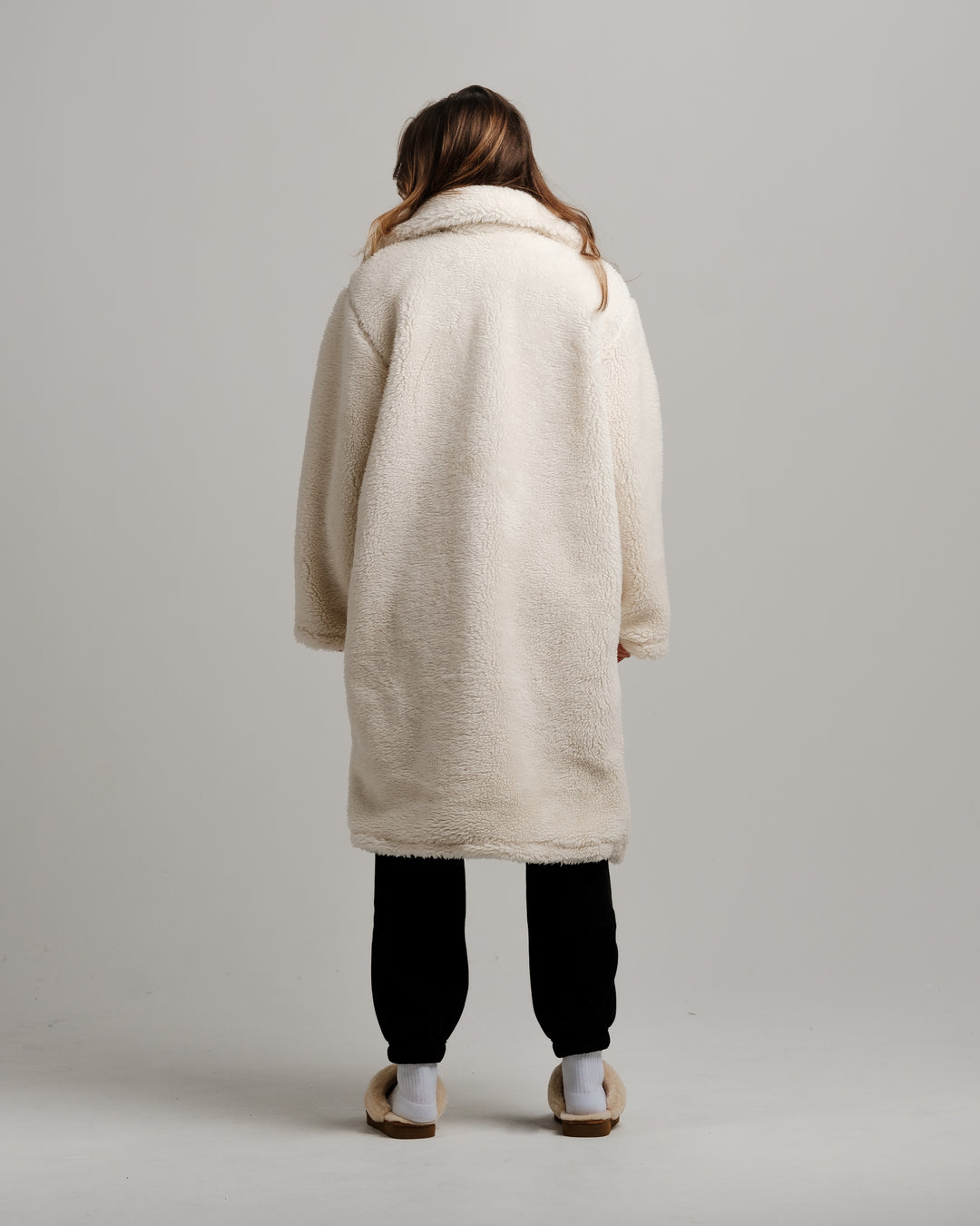 ONY Oversized Sherpa Trench Coat - Off White