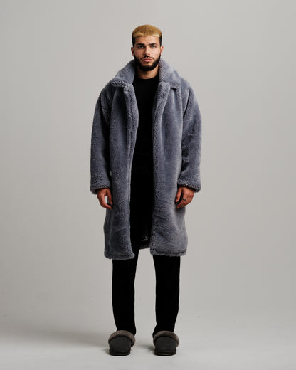 ONY Oversized Sherpa Trench Coat - Grey - It's Ony