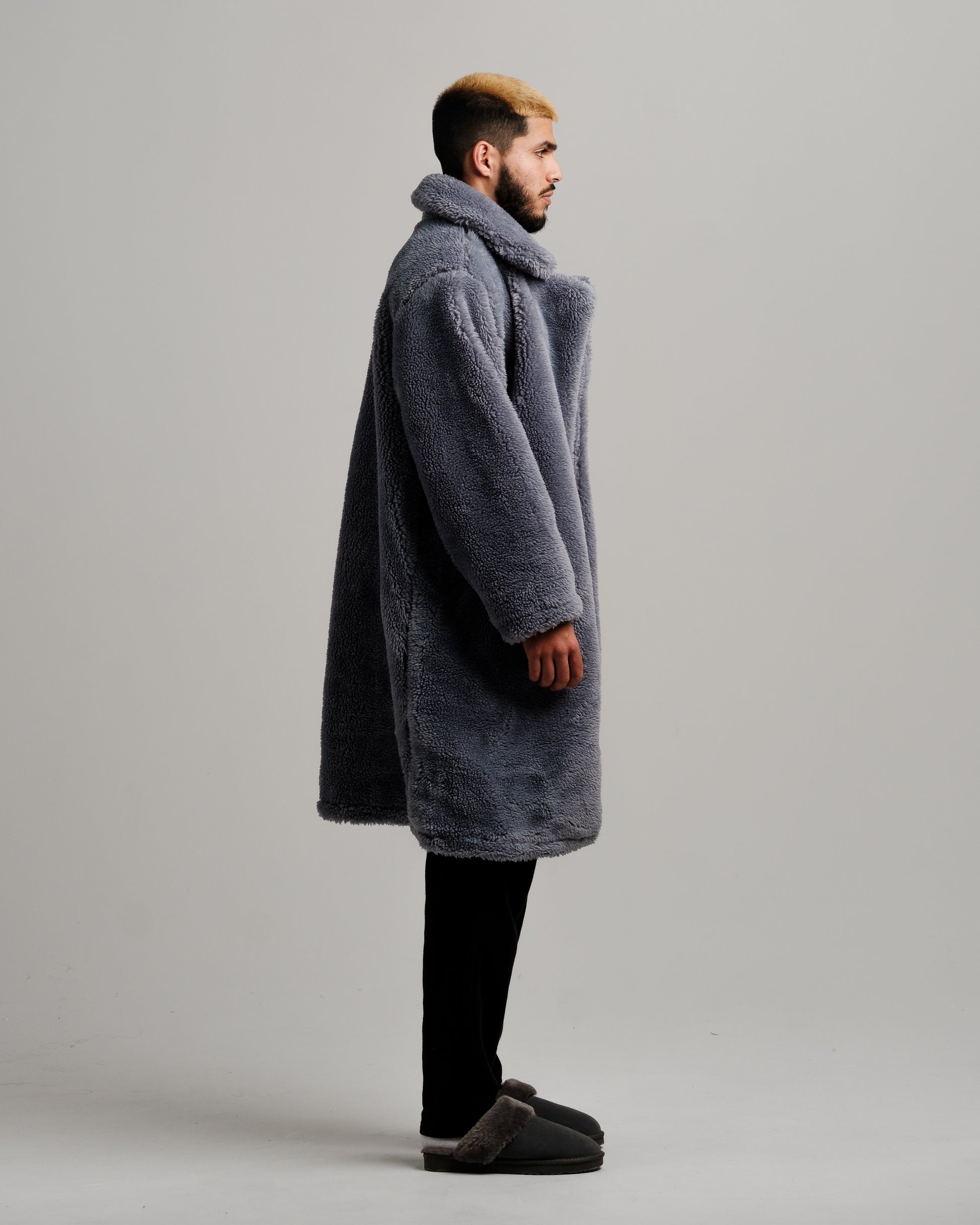 ONY Oversized Sherpa Trench Coat - Grey - It's Ony