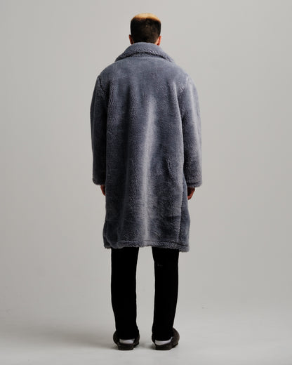 ONY Oversized Sherpa Trench Coat - Grey - It's Ony