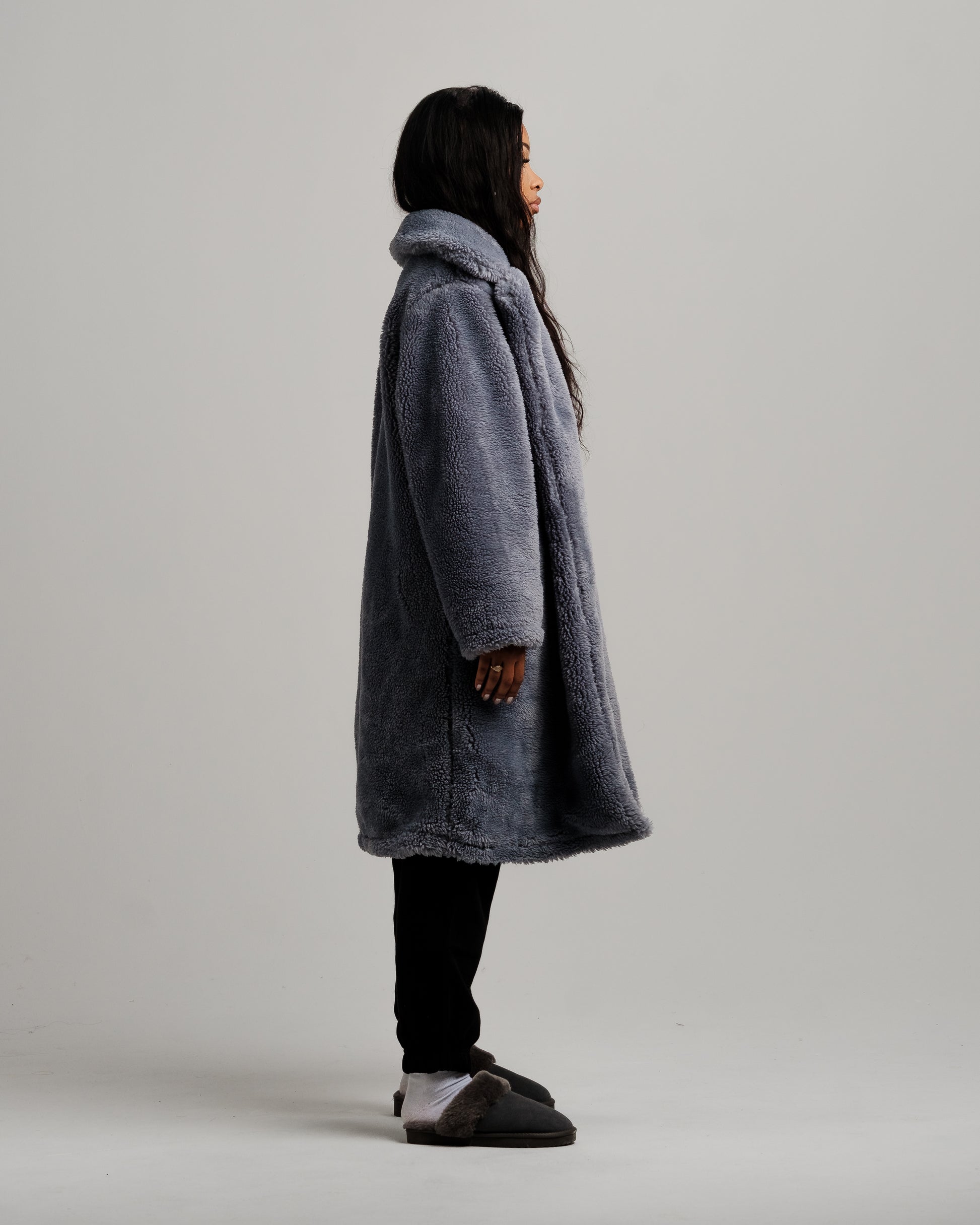 ONY Oversized Sherpa Trench Coat - Grey - It's Ony