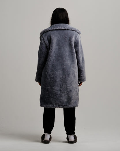 ONY Oversized Sherpa Trench Coat - Grey - It's Ony