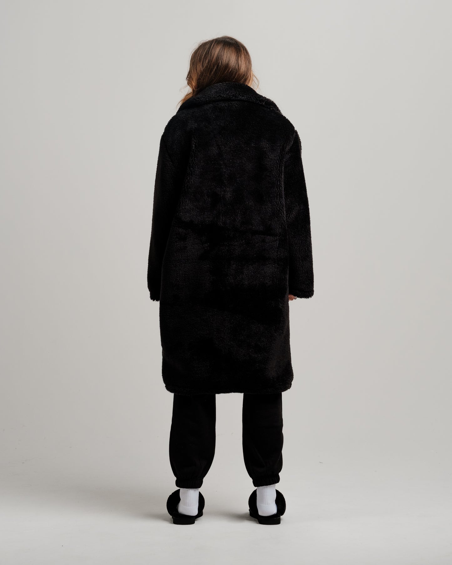 ONY Oversized Sherpa Trench Coat - Black - It's Ony