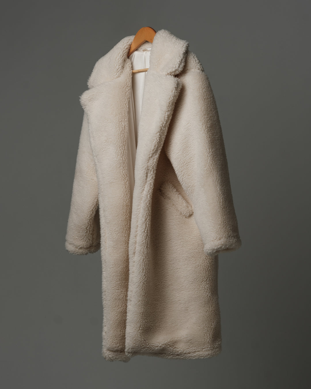ONY Oversized Sherpa Trench Coat - Off White