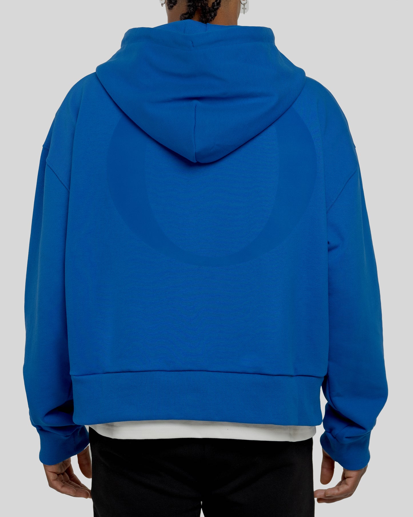 BLUE DROPPED SHOULDER HOODIE