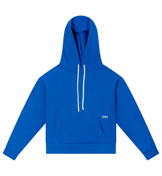 Blue dropped shoulder hoodie - 100% cotton.