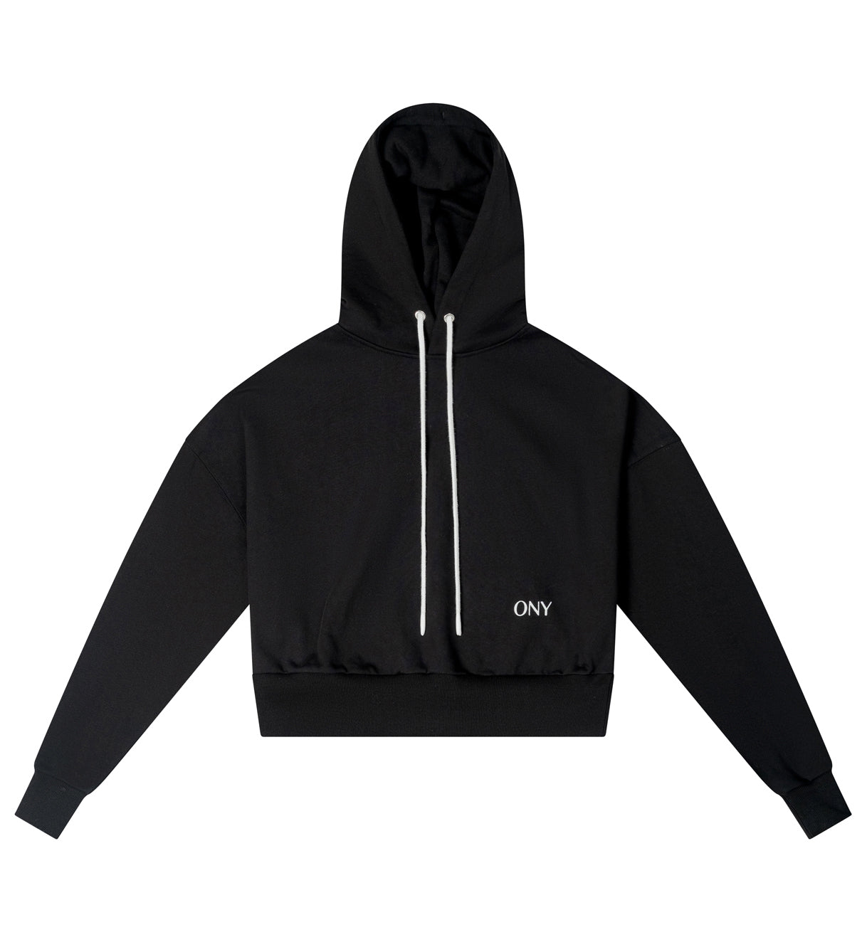 Black women's cropped hoodie - 100% cotton.