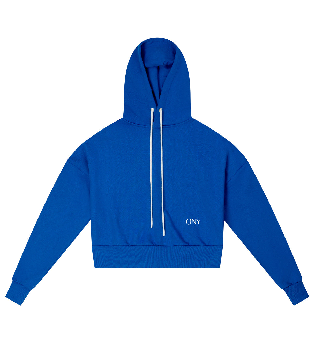 Blue women's cropped hoodie - 100% cotton.