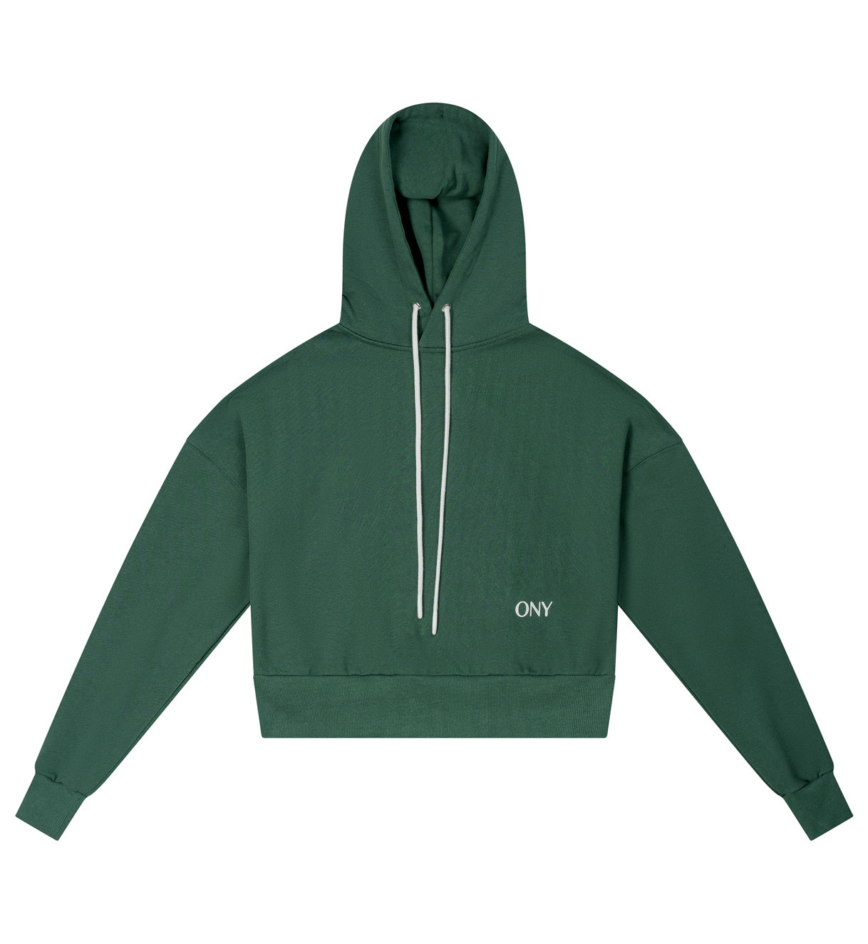 Green women's cropped hoodie - 100% cotton.