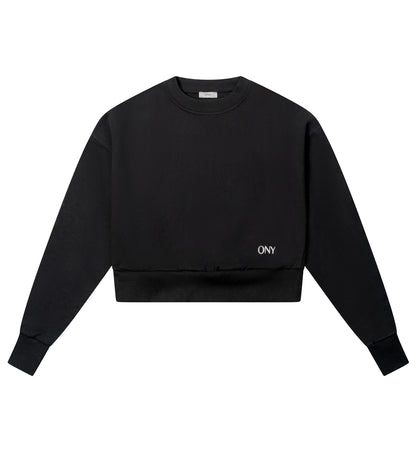 Black women's cropped sweater - 100% cotton.