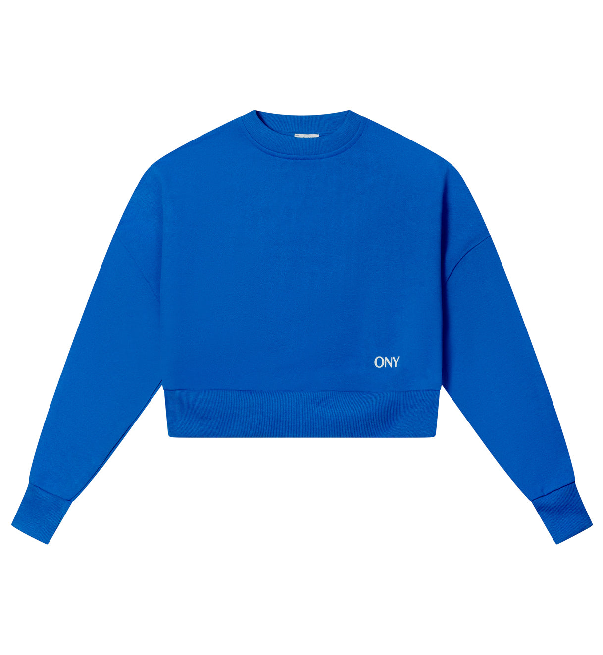 Blue women's cropped sweater - 100% cotton.