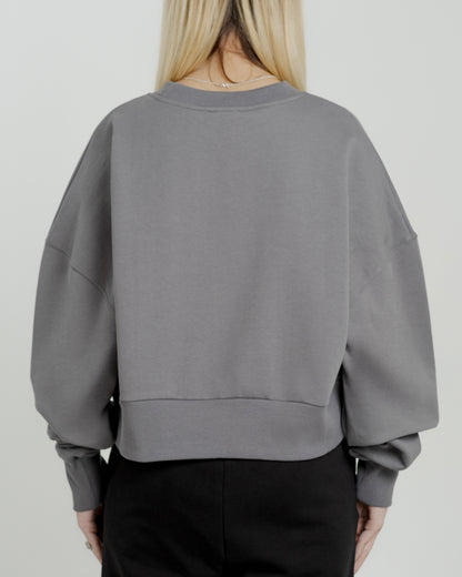 GREY WOMEN'S CROPPED SWEATER