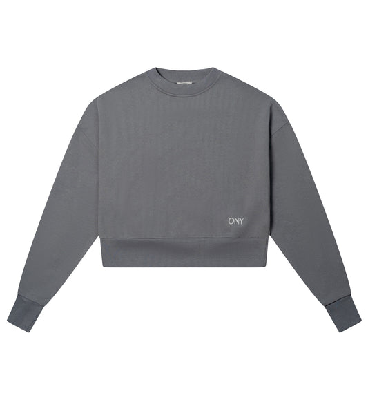 Grey women's cropped sweater - 100% cotton.