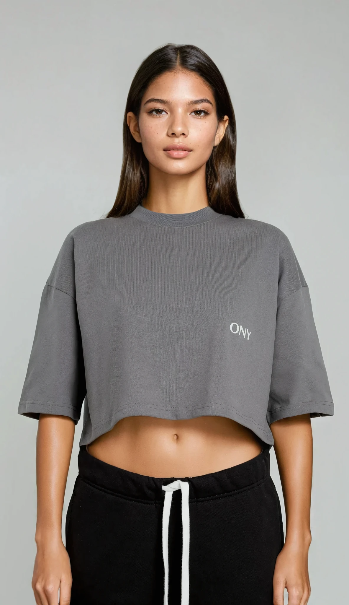 GREY WOMEN'S CROPPED T-SHIRT