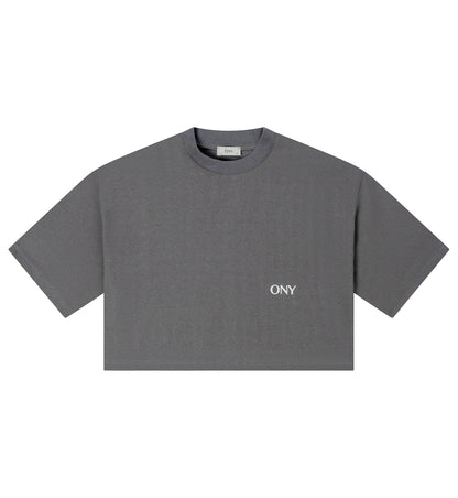 Grey women's cropped t-shirt - 100% cotton.